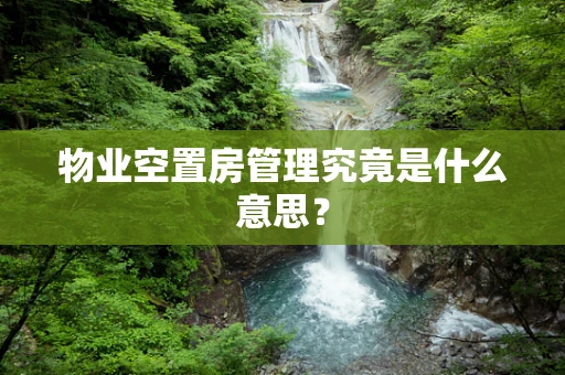 物业空置房管理究竟是什么意思？