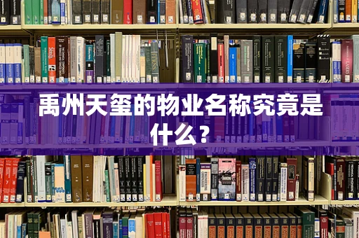 禹州天玺的物业名称究竟是什么？