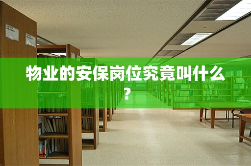 物业的安保岗位究竟叫什么？