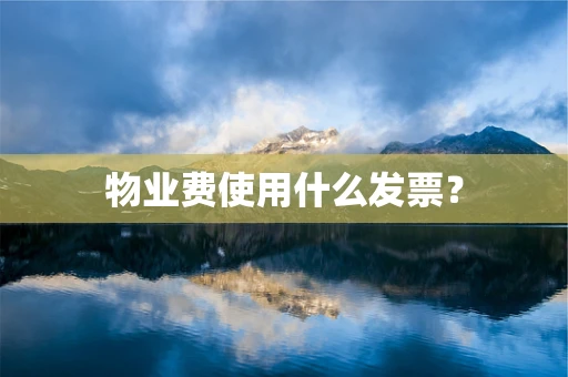 物业费使用什么发票？